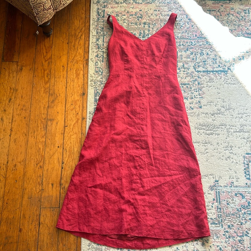 Red J. Crew Linen Dress